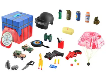 

[Funny] 19pcs/set PUBG Game Airdrop bag Weapons helmet Model Storage box Jedi survival Soldiers Cosplay accessories toy gift