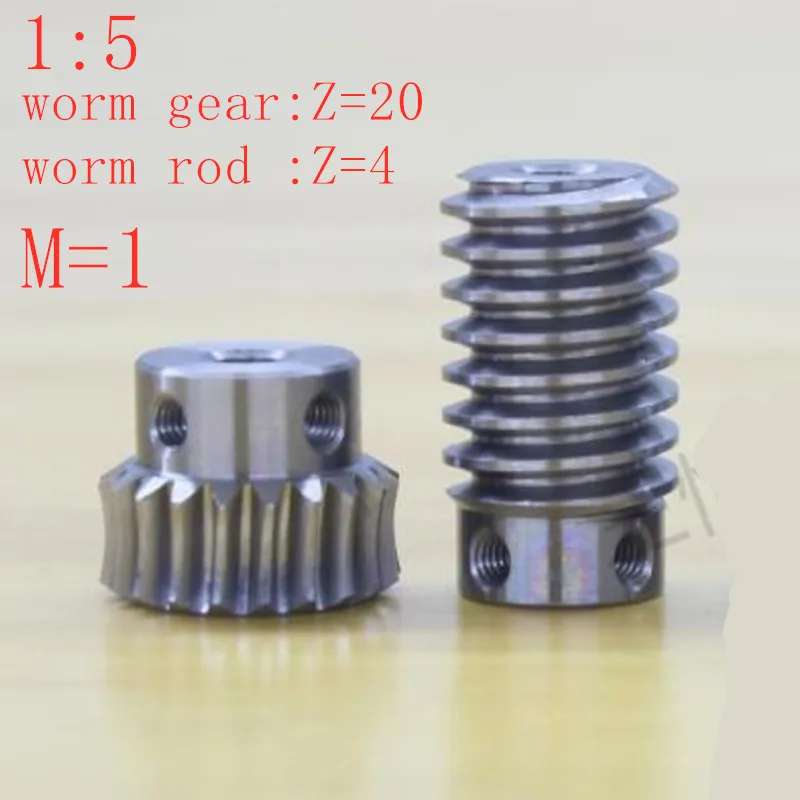 1M 20T-B6 1T-B5 Worm Gearing 1 Module Metal Wheel 90° Angle Set Kit Ratio 20:1 