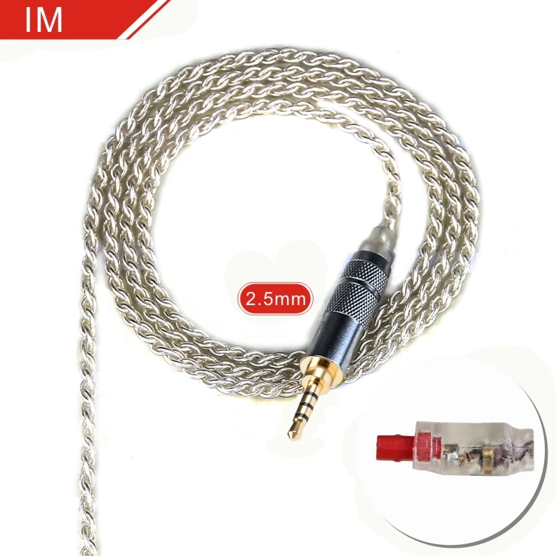 2.5mm IM Silver FDBRO 2,5 мм кабель для наушников DIY одиночный Кристалл Медь посеребренный A2DC MMCX Кабо 2PIN IE80 IM Hifi наушники Fever Upgrade Кабо - Цвет: 2.5mm IM Silver