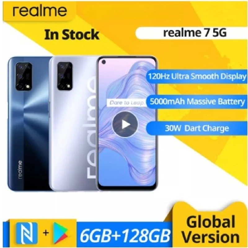 Зарядное устройство realme 7 5G с функцией затемнения 128 U 6 120 ГБ 5000 Гц 48 МП глобальная