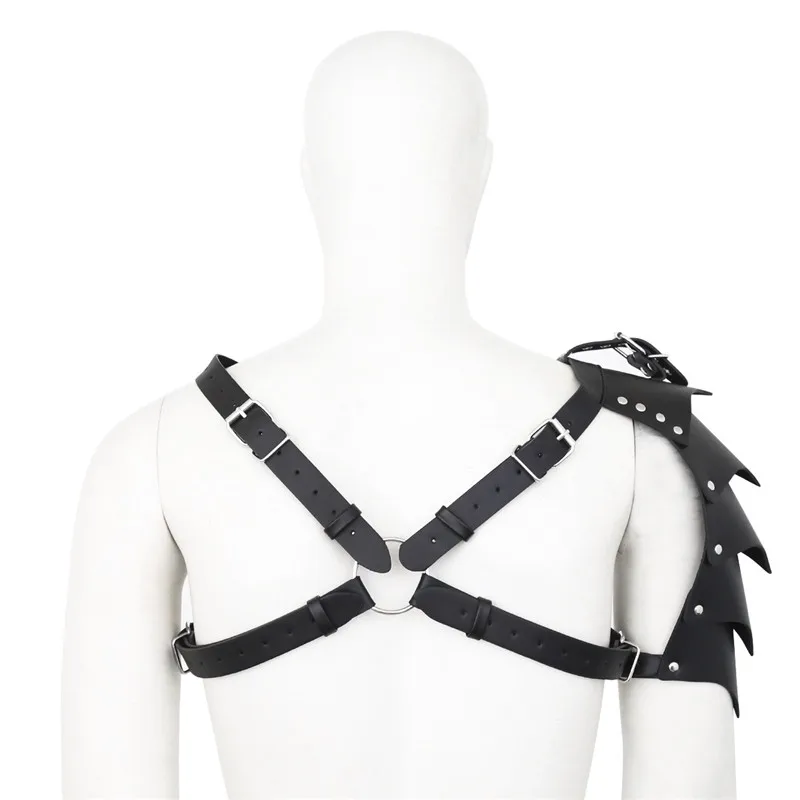 BDSM Men Sexy Chest Harness Leather Fetish Adjustable Male Harness with Single Shoulder Strap Exotic Top Tanks for Erotic Men
