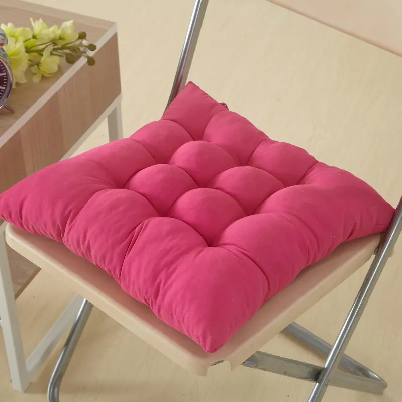 Подушка для стула, стула, одноцветная Подушка для стула, квадратная Подушка для стула, удобная хлопковая подушка для сидения в помещении, на открытом воздухе, подушка для дивана - Цвет: Rose Red