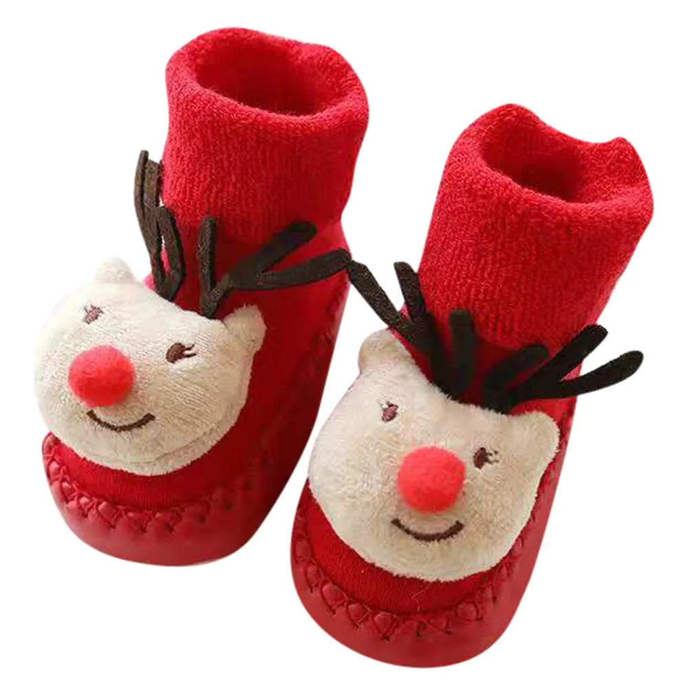 Носки для новорожденных милые рождественские носки на Рождество для маленьких мальчиков и девочек Нескользящие Детские носки хлопковые нескользящие носки, Прямая поставка - Цвет: E
