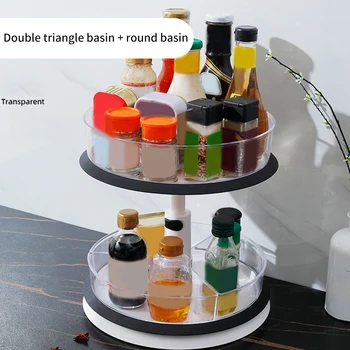 

2 Tier Food Storage Container Lazy Susan For Spices Spinning Shelf Round Turntable Organizer Cabinet Pantry Raised Edge