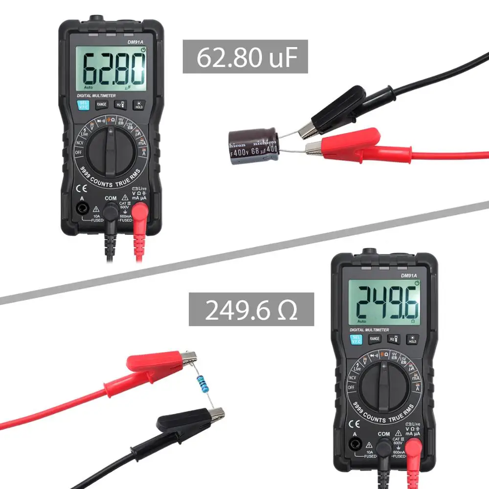 Proster Digital Multimeter 9999 Counts TRMS Auto Range NCV Detector DC AC Voltage Current Meter Capacitance Diode and Continuity Tester