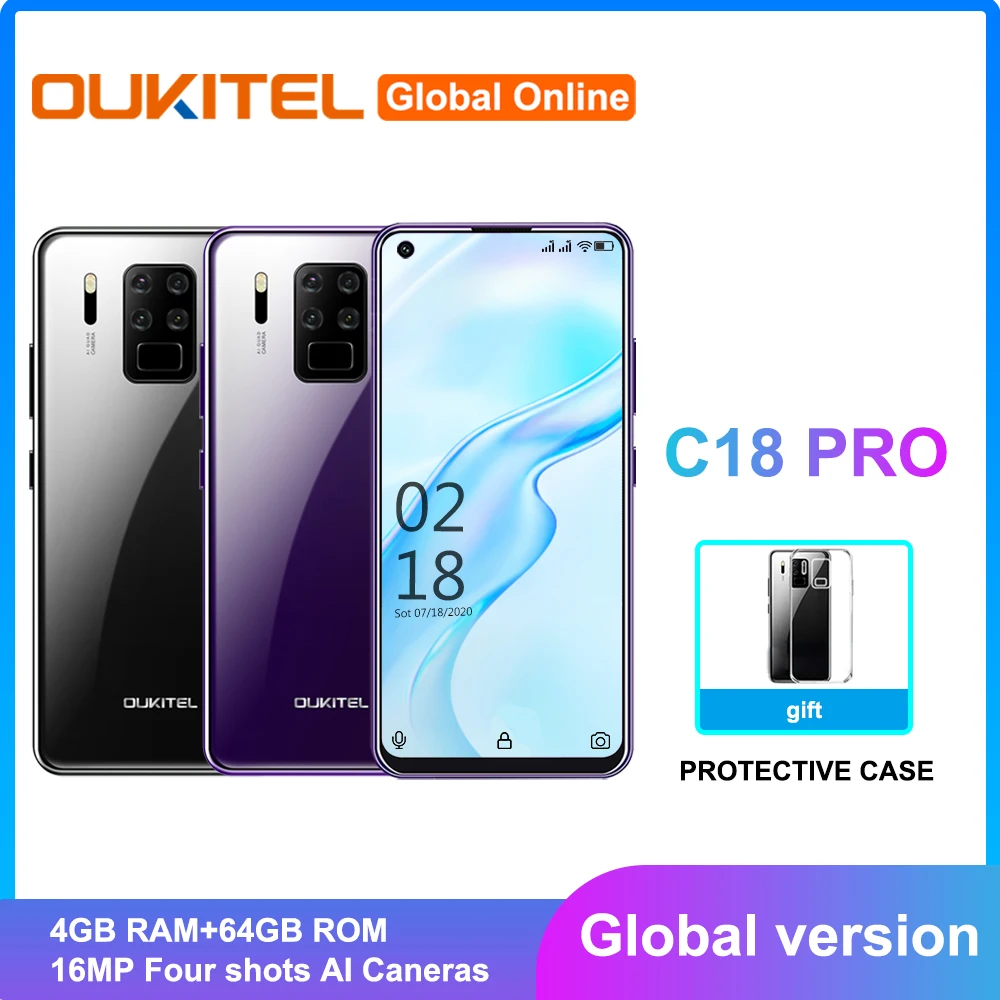 OUKITEL C18 Pro смартфон 4 Гб Оперативная память 64 Встроенная Android 9 0 6 55 &quotMT6757