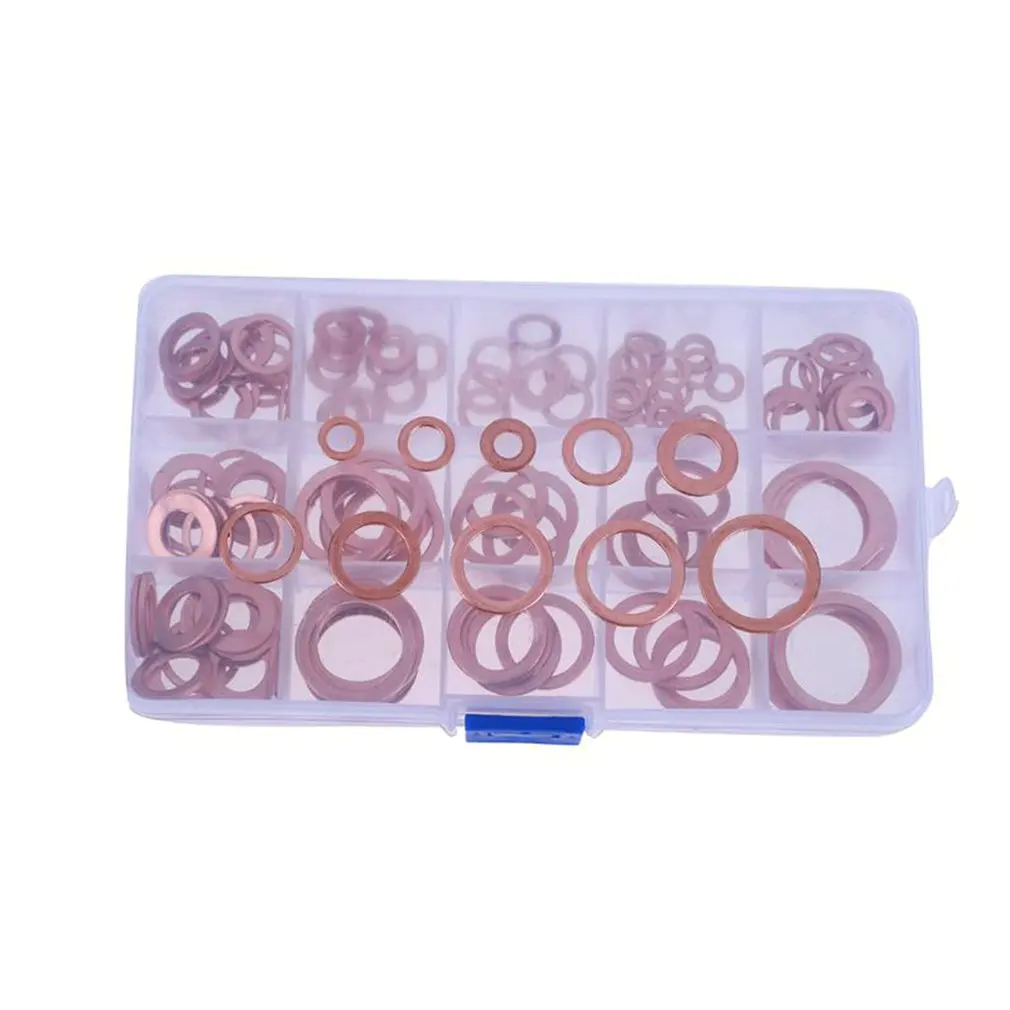 

150Pcs Copper Gasket Combination Injector Nozzle Plug Nozzle Ring Combination Ring O-Ring Copper Gasket Boxed