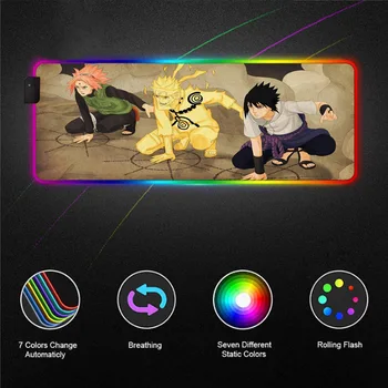 

LED Color Luminous Game Naruto anime RGB Mouse Pad Large PC MousePad Desktop Pad USB Mause Pad with Backlight 40X90/30X35 CM