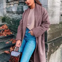 Осенне-зимнее женское пальто, повседневные Элегантные толстые куртки с длинным рукавом, женское винтажное теплое шерстяное пальто большого размера Casaco Feminino