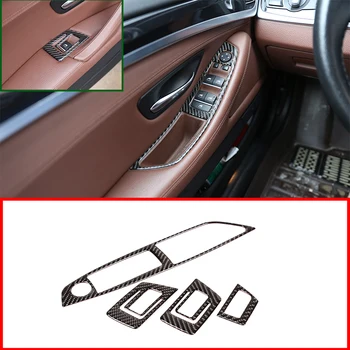 

4pcs Real Carbon Fiber Glass Lift Switch Decorative Frame Sticker For BMW 5 Series F10 F18 520 2011-2017 Car Accessories