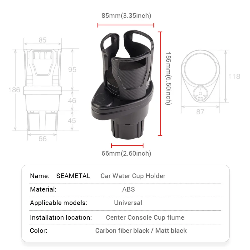 Drink Cup Holder 2 in 1 Car Cup Holder Expander 360 Degree Adjustable