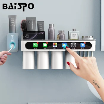 

BAISPO Magnetic Adsorption Toothbrush Holder Inverted Cup Wall Mount Bathroom Cleanser Storage Rack Bathroom Accessories Set