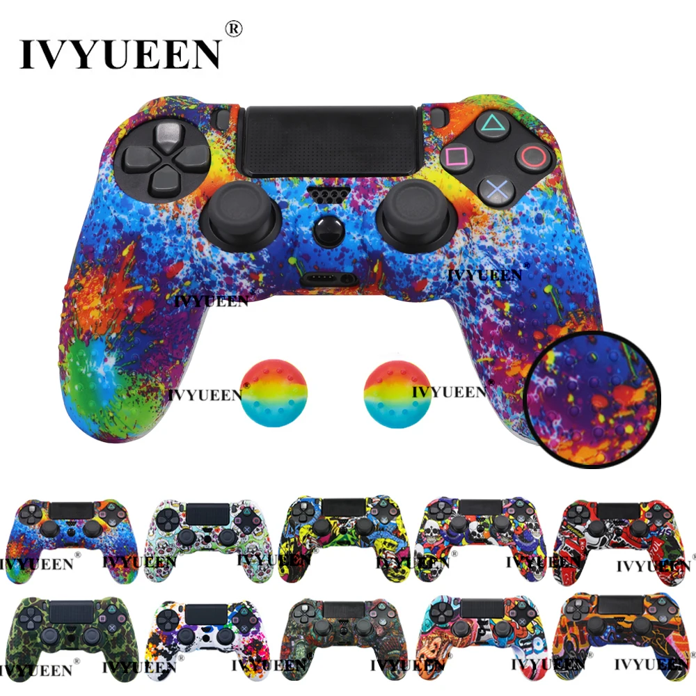 Силиконовый защитный чехол IVYUEEN с противоскользящим покрытием для sony Dualshock 4 PS4 DS4 Pro, тонкий чехол для контроллера, аналоговый захват для большого пальца