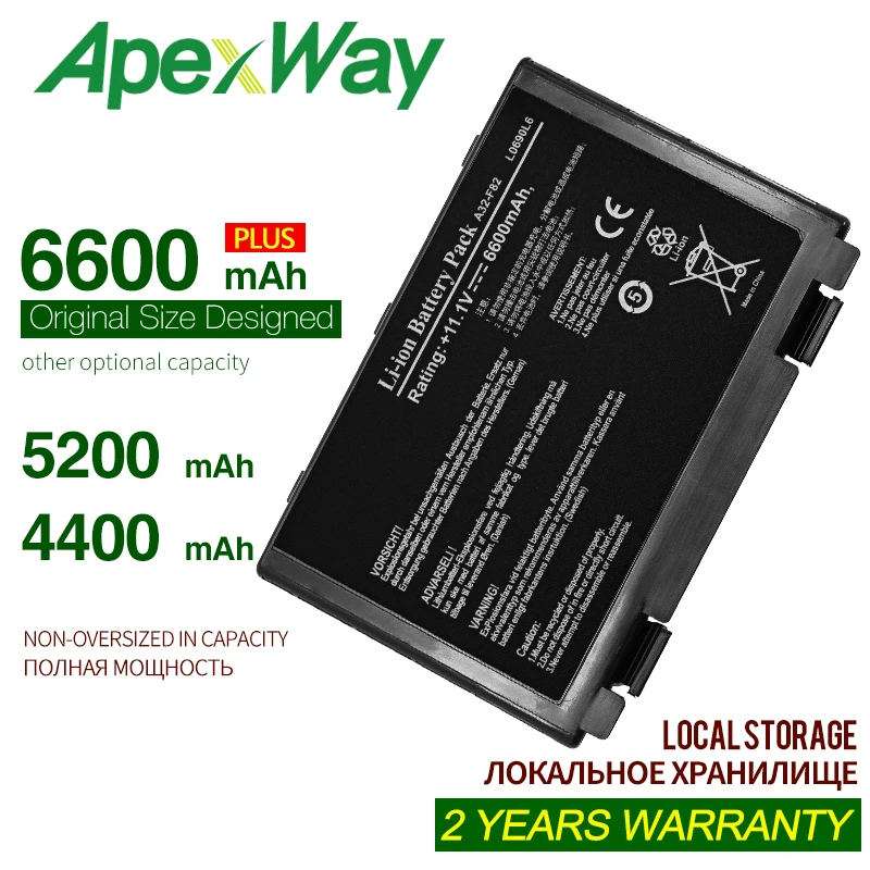 

ApexWay 6 Cell Battery Pack For Asus A32-F82 L0690L6 70NLF1B2000Y 90NLF1B2000Y A41 F82Q X5E X5EA X5J X66 Pro5DAB Pro79I