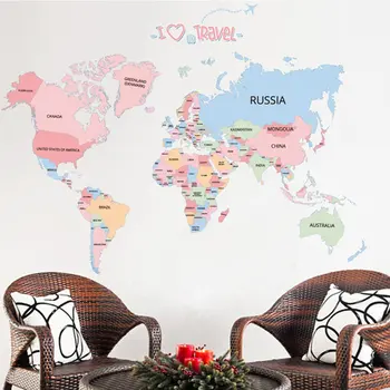 

Kids Bedroom Diy Wall Sticker World Map Home Bedroom Room Decor Removable Wall Decal Large Size Poster Decoration