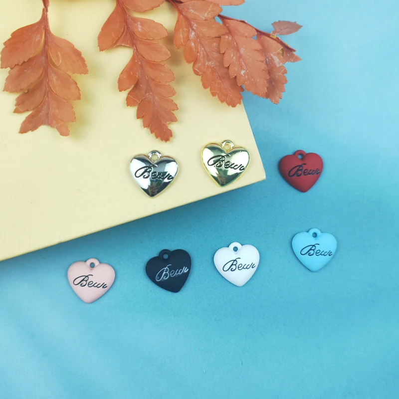 

JeQue 10pcs/lot Spray Paint Color Love Heart Alloy Charms Jewelry Making Findings Accessories DIY Handmade Necklace Bracelet