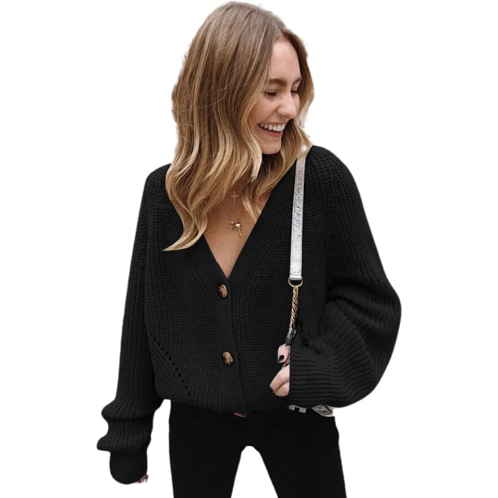 

Plus Size Solid Color Cardigans Autumn Winter Button Women Coat Long Sleeve Thick Knitted Sweaters Female Fashion Loose Cardigan