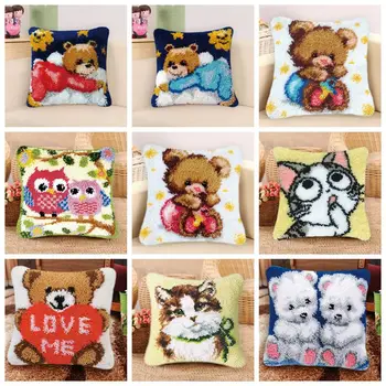 

Prajna Bear Latch Hook Rug Canvas Kits Embroidery Latch Hook Kits DIY Knit Fomiaran For Needlework Cross Stitch Crocheting Decor