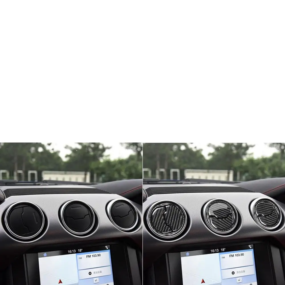 For Ford Mustang AC frame sticker Auto AccessoriesAirspeed Carbon Fiber Central Air Conditioner Outlet