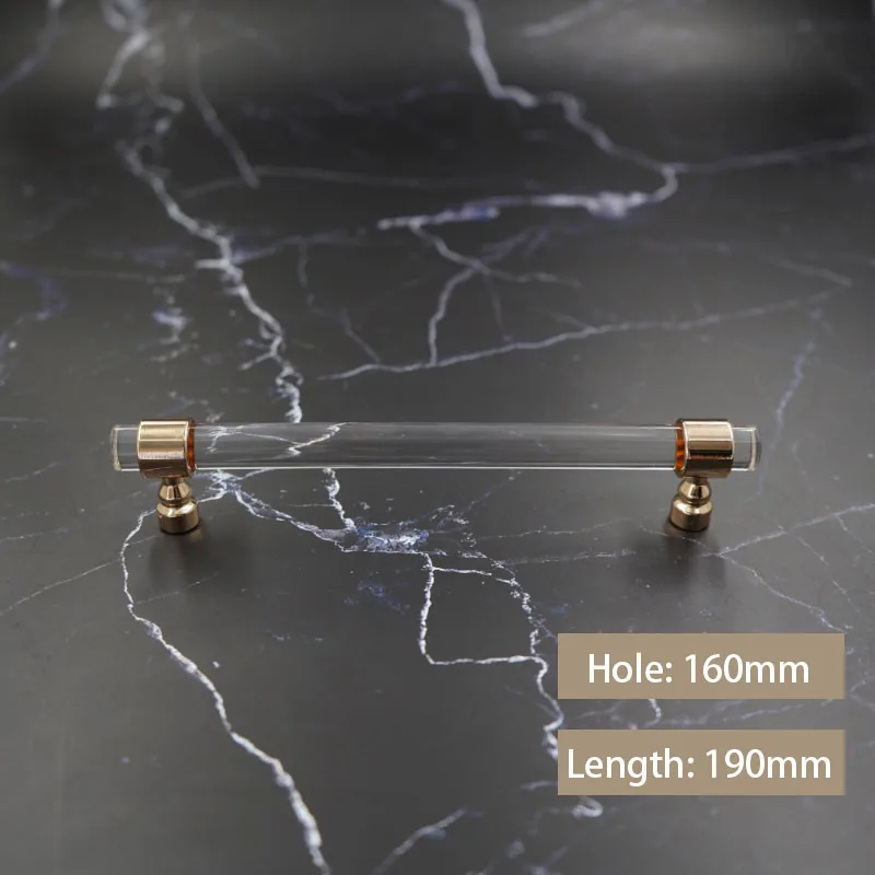 AL-0414-160Rose Прозрачный акриловый шкаф ручки и рукоятки, ручки для комода дверные ручки тянуть Ванная комната кабинет ручки с розовым золотом основание - Цвет: AL-0414-160Rose
