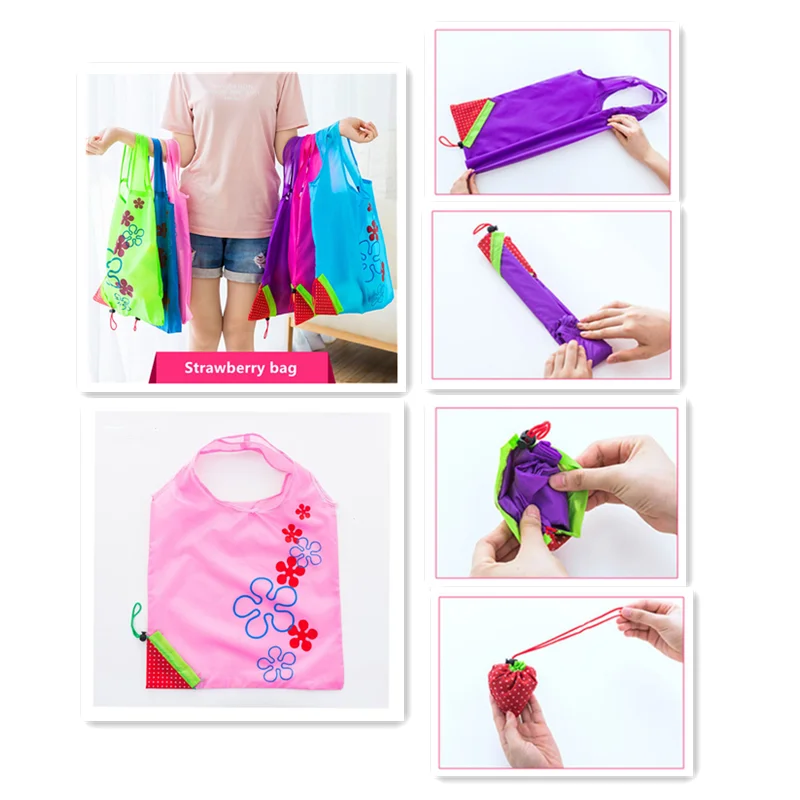 

Vogvigo Creative environmental storage bag Handbag Strawberry Foldable Shopping Bags Reusable Folding Grocery Nylon eco tote Bag