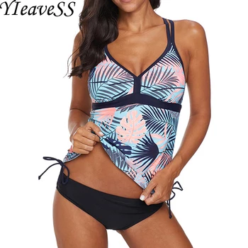 

2019 New Tankini Plus Size Swimwear Women Swimwear Two Piece Printed Halter Swimsuit Swimming Dress Bathing Suit