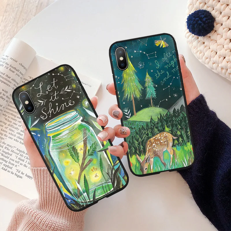 

3D Emboss Cartoon Deer Floral Case For iPhone 6 6S 7 8 Plus 5 5S SE Soft Silicone TPU Cover Capa For iPhone X XS XR XS Max Coque