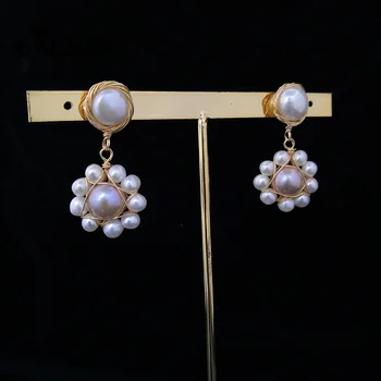 

14KGF Original Design Natural Baroque Pearl For Women Boho Custom Dangle Earrings Handmade Luxury Fine Jewelry