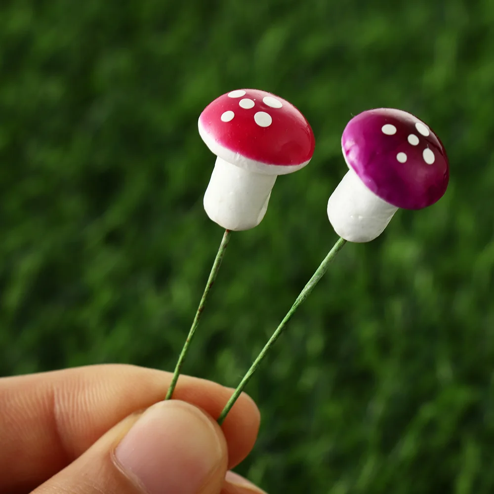 10/20Pcs Artificial Foam Potted Plants Mini Mushroom Garden Miniature Figurine 