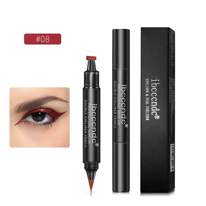 

2in1 Waterproof Black Double-ended Black Eyeliner Liquid Pencil Quick Drying Makeup Stamps Wing Eyeliner Pencil Make-Up TSLM1