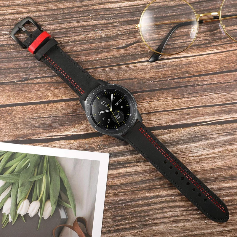 Ремешок 22 мм для samsung galaxy watch 46 мм gear S3 Frontier/классические часы huawei gt 2 46 мм Amazfit GTR 47 мм ремешок из натуральной кожи