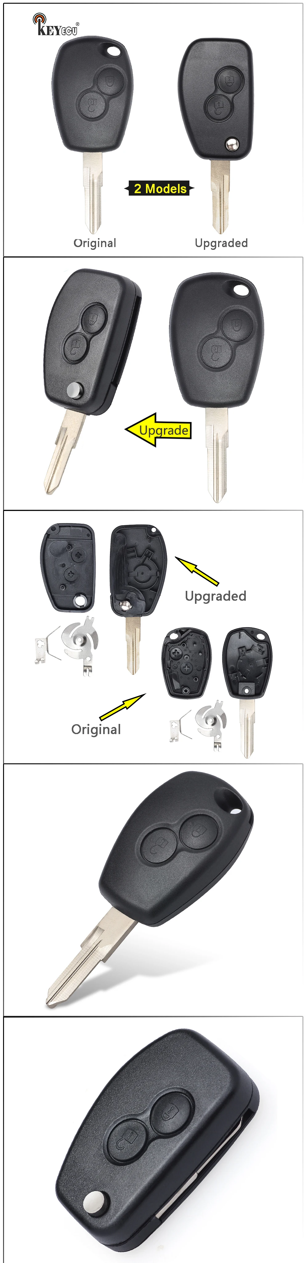 Keyforkess per Renault Megane Clio Modus Espace Kangoo Scenic Originale/Modificato di Vibrazione A Distanza Piegante 2 BTN Chiave Borsette Caso fob VAC102 - Hb27566e3c72d47c7a792e301dd40c854V