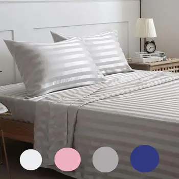 

Luxury bed linen set Satin silk elastic Fitted Sheet bedding set sheets mattress Protector bedspread bed flat sheet elastic band