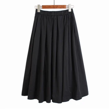 

[EWQ] Spring Autumn 2020 High Elastic Waist Black Drawstring Pleated Temperament Half-body Skirt Women Fashion Tide New 1U109