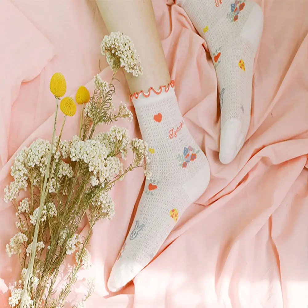 GloryStar/милые хлопковые носки до середины икры с рисунком кролика для женщин и девочек