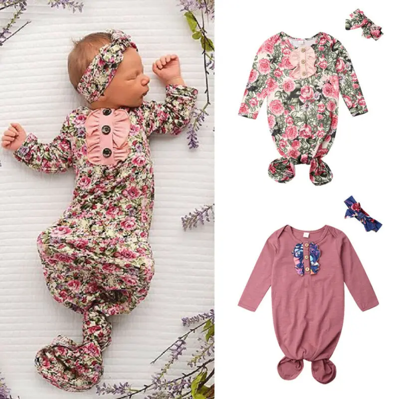 Милый цветочный детский спальный мешок для новорожденных, Пеленальное Одеяло+ наборы повязок на голову, мягкий хлопковый спальный мешок для маленьких мальчиков и девочек, От 0 до 6 месяцев