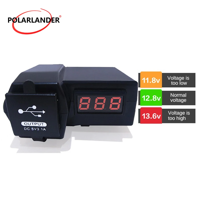 Led Digital Display Volt Meters Triple Usb Charger Car Voltmeter