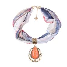 Женская мода ювелирные изделия из шифона колье шарф бохо заявление Diamond Кулон, Ожерелье, шарф элегантный женский шейный платок платки femme