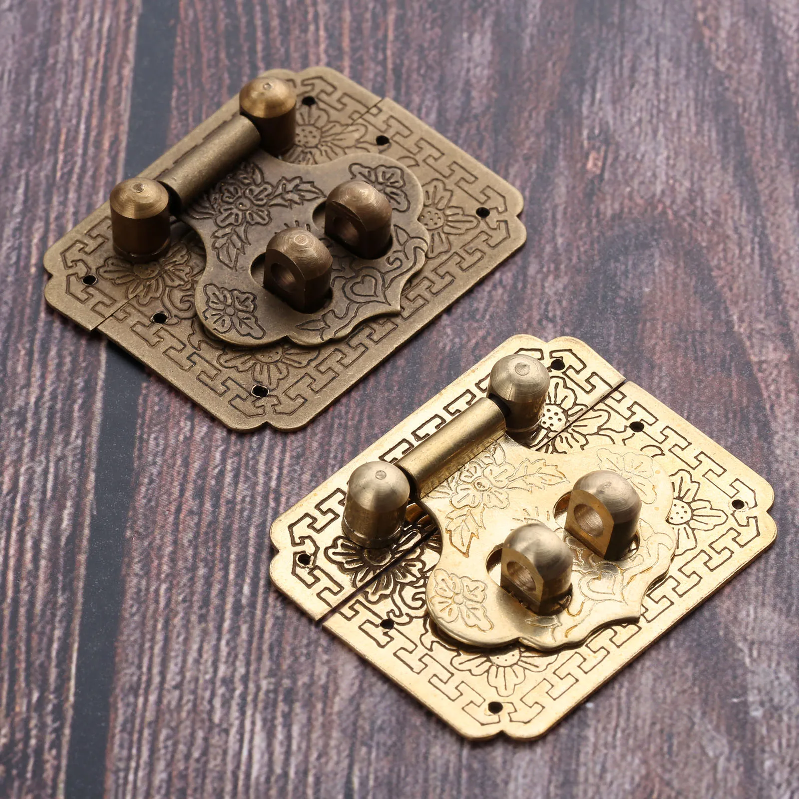 1Pc Antique Bronze Brass Decorative Wood Case Box Hasp Closure Jewellery Box Lock Buckle Latch 50*40mm