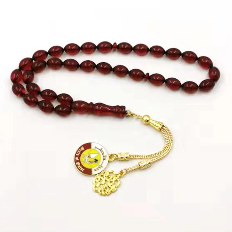 Красная смола Tasbih Катара Национальный день подарок мусульманский Браслет 33 45 66 99 Молитвенные Четки из бусин золотые тарбизоны стиль четки