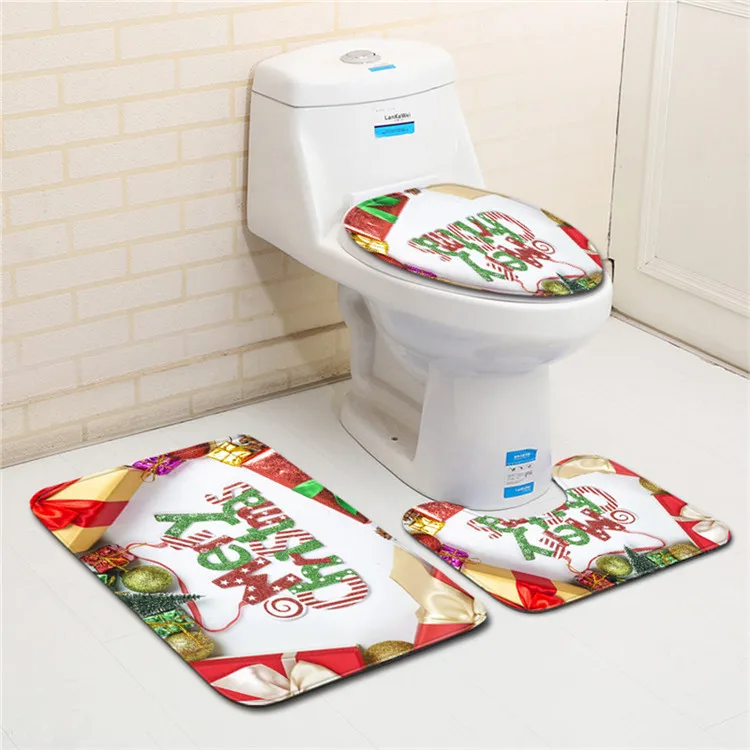 Free Shipping 3Pcs/set Merry Christmas Bathroom Carpet Set Dywaniki Lazienkow Bath Mats Rug Tapete Banheiro Tapis Salle De Bain