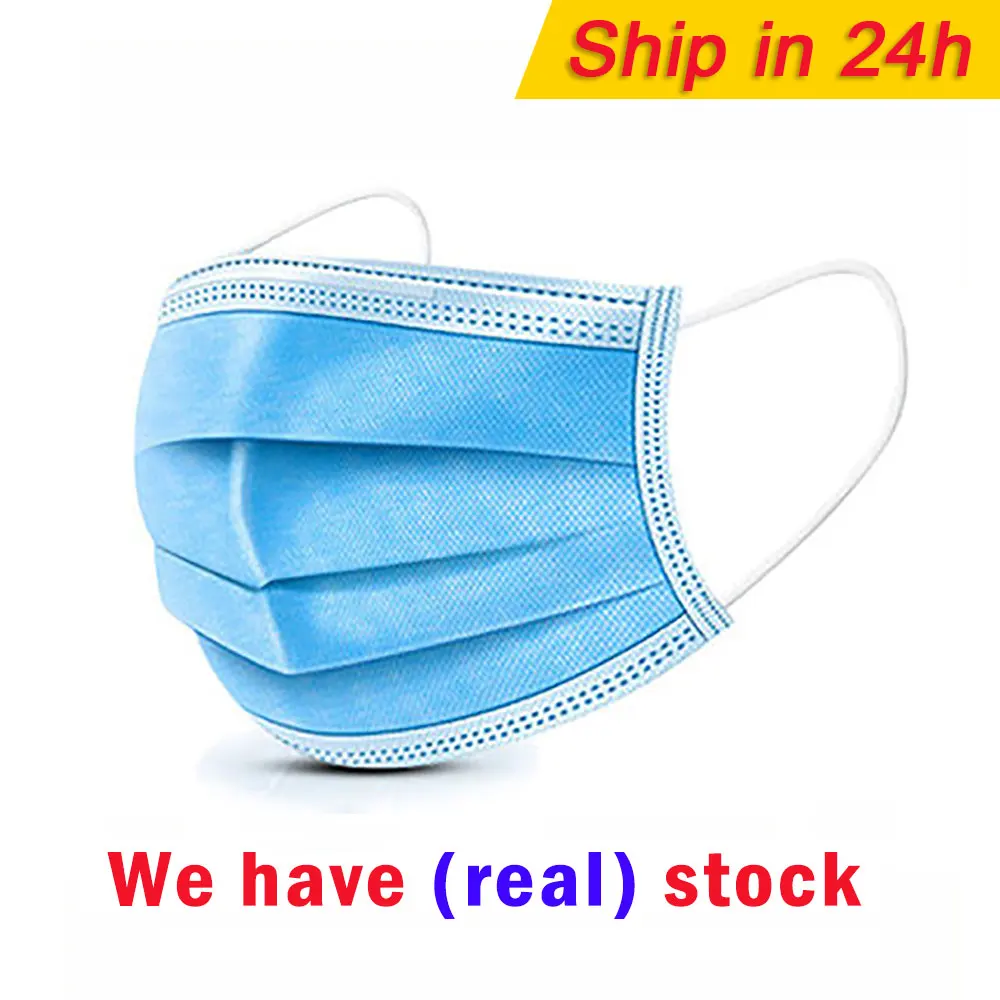 

50pcs DROPSHIPPING Disposable Anti dust mask mouth korean blue Face Mask Elastic Ear Loop Disposable Dust Filter Safety Mask
