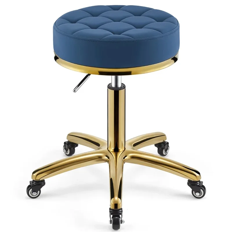 Rotating Lifting Beauty Stool Barber Shop Chair Round Golden Stool Stainless Steel Chair Barber Stool Hair Salon