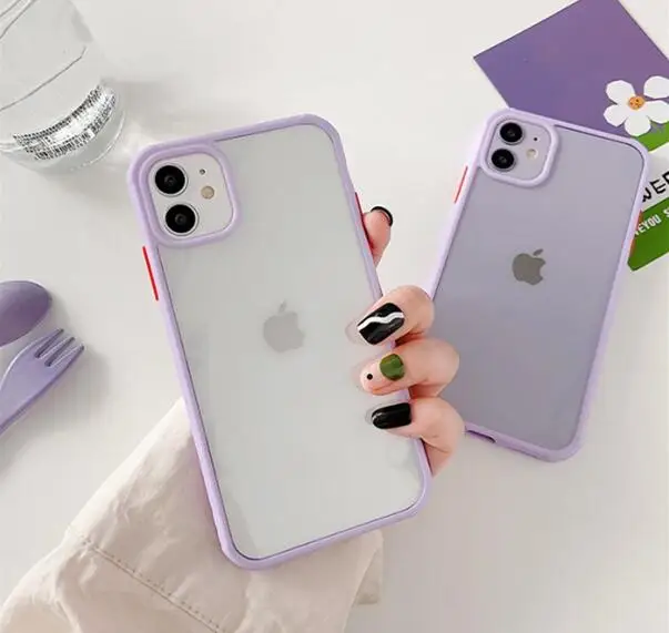 Purple Hybrid Bumper Transparent Phone Case For Iphone 11 Pro Max Xr Xs Max X 7 8plus Shockproof Clear Tpu Silicon Back Cover Phone Case Covers Aliexpress