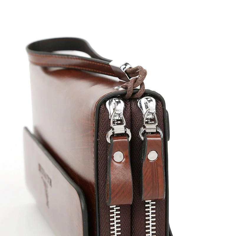  N/A Double Zipper Men Clutch Bag Fashion Cowhide Leather Long Purse  Men's Organizer Wallet Male Casual (Color : A, Size : 23.2 * 14cm) :  Clothing, Shoes & Jewelry