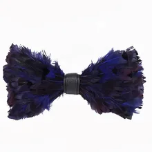 Мужской галстук-бабочка с натуральными темно-синими перьями для банкета, ночного клуба, свадьбы, жениха, высококачественный классический трендовый галстук-бабочка, подарки унисекс