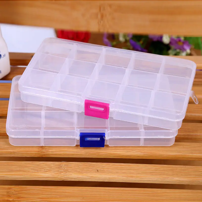

10 Grids Compartments Plastic Transparent Organizer Jewel Bead Case Cover Container Storage Box for Jewelry Pill