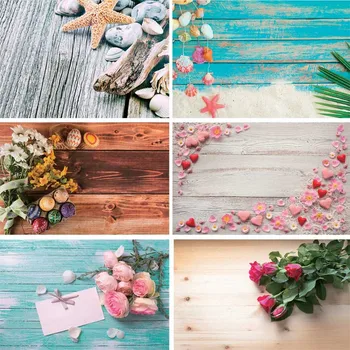 

Vinyl Custom Photography Backdrops Flower and Wooden Planks Theme Photography Background 190910DA-06