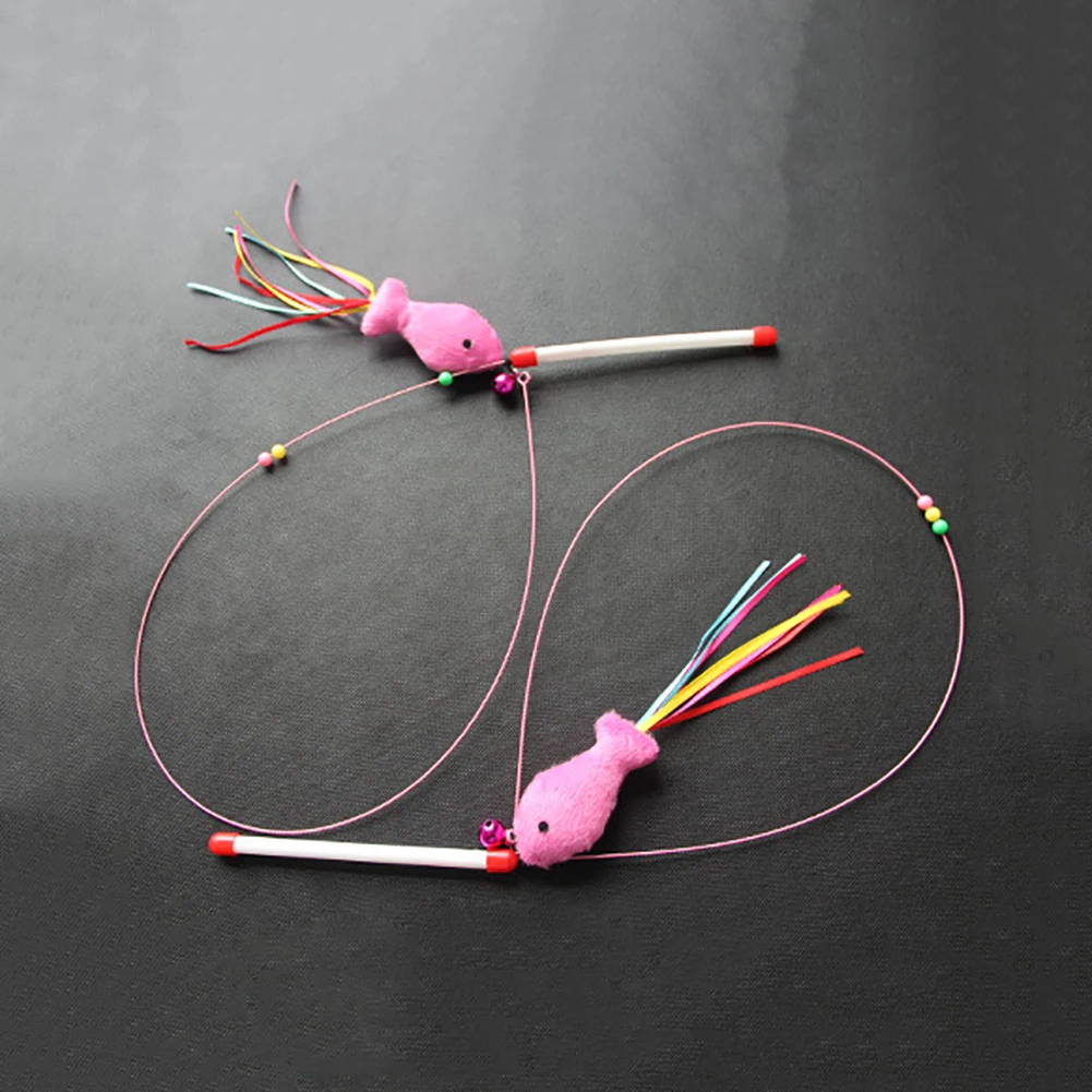 Забавный питомец тизер стальная проволока плюшевая рыбка колокольчик палочка котенок интерактивный игрушка Новинка