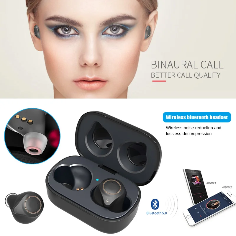 

5.0 Binaural Wireless Bluetooth Earphone Fingerprint Touches Ergonomical Earphone SD998